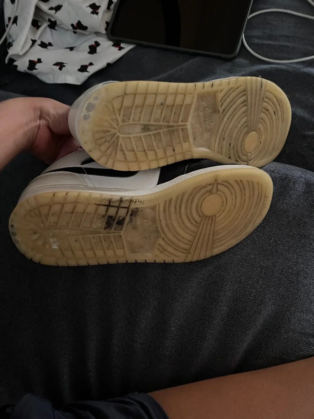 nike Black and White High-Top Sneakers size 7Y